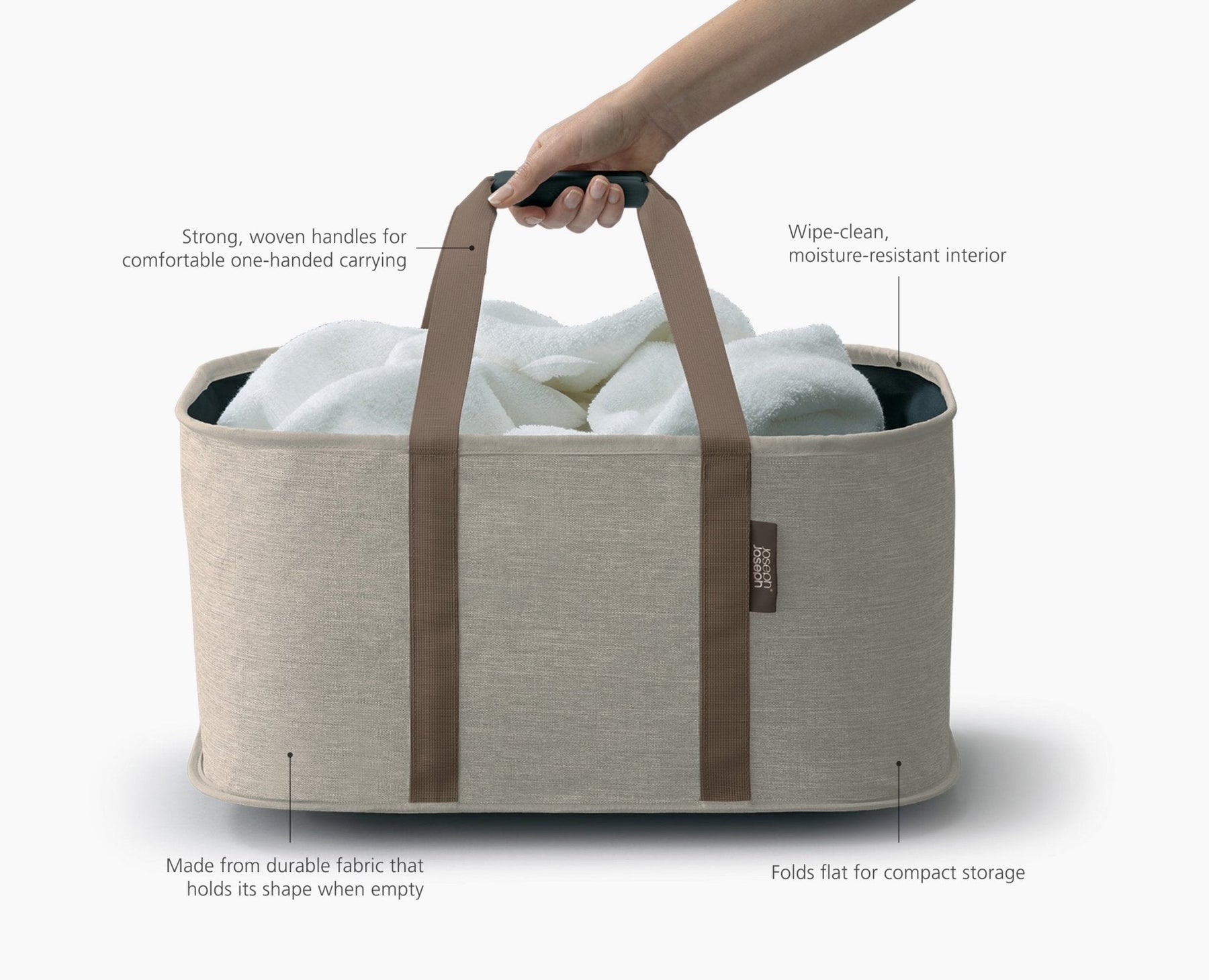 Hold-All™ Ecru Collapsible 35L Laundry Basket